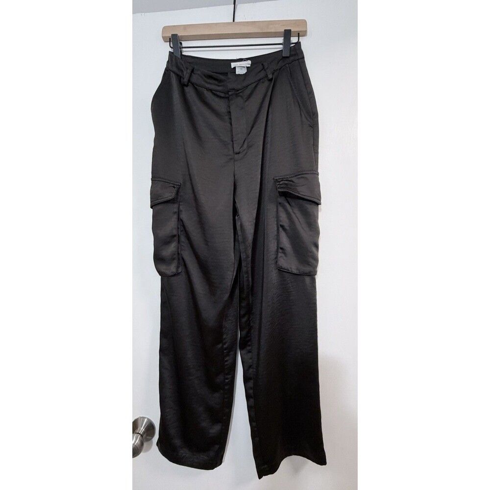 Good American Washed Satin Cargo Pants | Black | 24 | NWOT